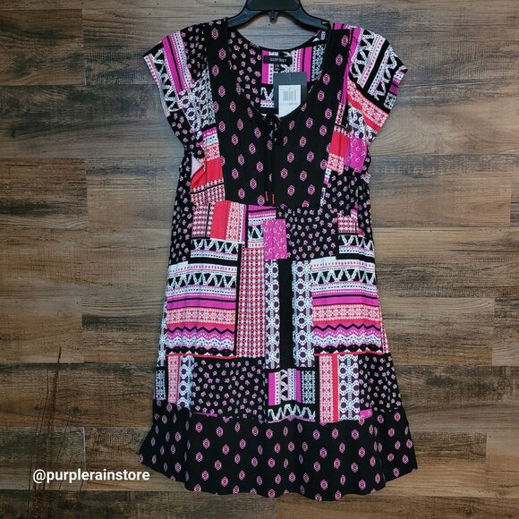 Ellen Tracy Shift Dress 1X Flutter Sleeve Soft Stretch Boho Country Girl NWT - Picture 1 of 9